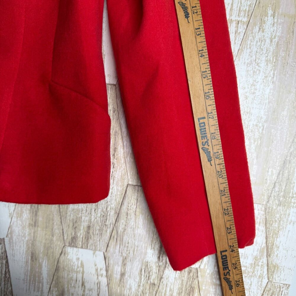 Spense Blazer Suit Coat Pleated RUFFLE Floral ROSETTE RED Felt Jacket Size L - Picture 7 of 8